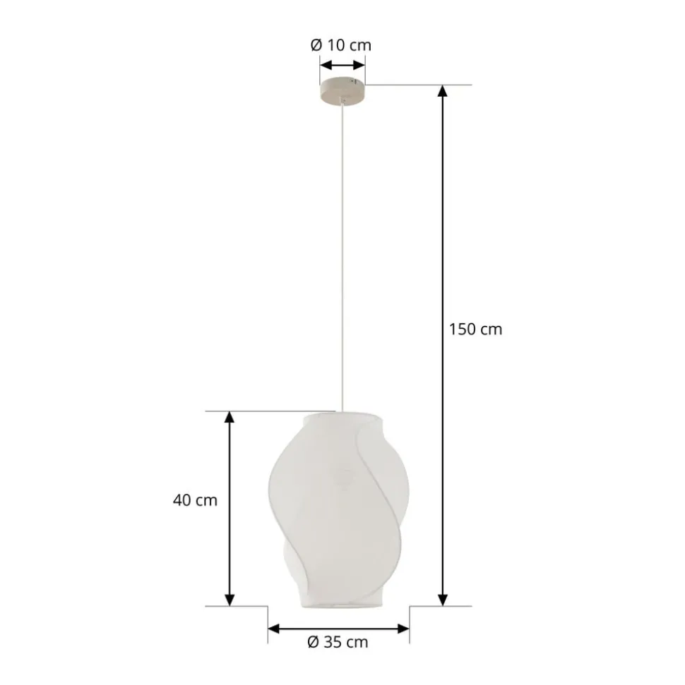Lucande Tovina hængelampe, tekstil, hvid, Ø35cm