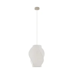 Lucande Tovina hængelampe, tekstil, hvid, Ø35cm