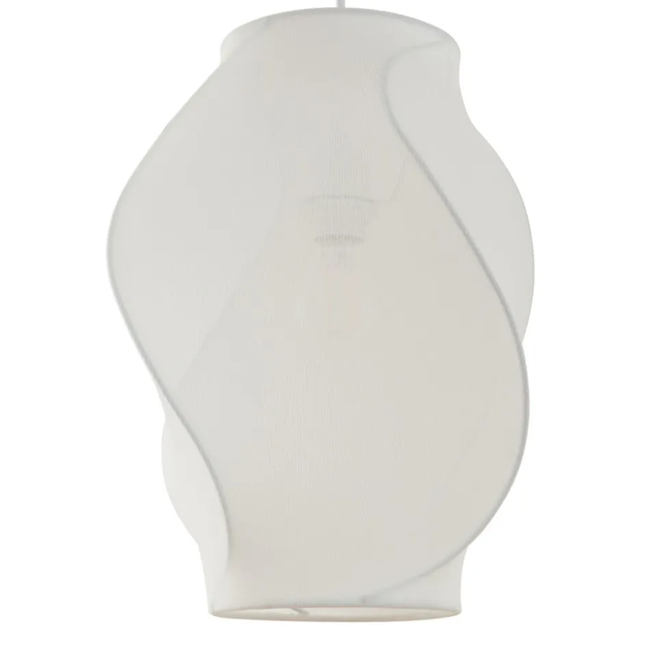 Lucande Tovina hængelampe, tekstil, hvid, Ø35cm