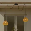Lucande udendørs hængelampe Taniola, 2 lyskilder, beige, rattan, IP44
