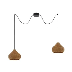 Lucande udendørs hængelampe Taniola, 2 lyskilder, beige, rattan, IP44