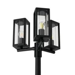 Lucande udendørslampe Siveta, 240 cm, 3 lyskilder, sort, E27, IP65