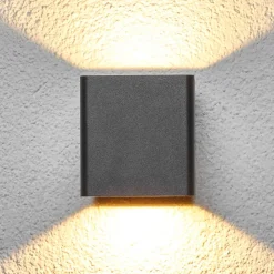 Lucande udendørs LED-væglampe Aaron, antracit, IP54, op/ned
