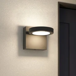 Lucande udendørs LED-væglampe Belna, metal, IP65, antracit