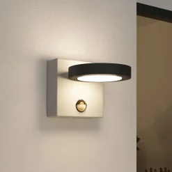 Lucande udendørs LED-væglampe Belna, beton, sensor, IP54