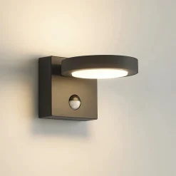 Lucande udendørs LED-væglampe Belna, metal, sensor, IP54