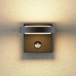 Lucande udendørs LED-væglampe Belna, metal, sensor, IP54