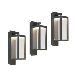 Lucande udendørs LED-væglampe Ferdinand, sæt med 3, grå, 38 cm