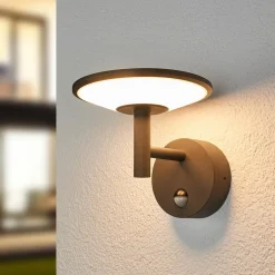 Lucande udendørs LED-væglampe Fenia, sensor, IP54, antracit