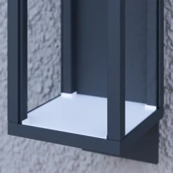 Lucande udendørs LED-væglampe Ferdinand, sensor, grå, 38 cm