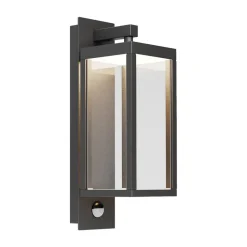 Lucande udendørs LED-væglampe Ferdinand, sensor, grå, 38 cm