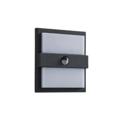 Lucande udendørs LED-væglampe Gylfi, 20 cm, sort, sensor
