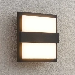 Lucande udendørs LED-væglampe Gylfi, 20 cm, antracit, aluminium