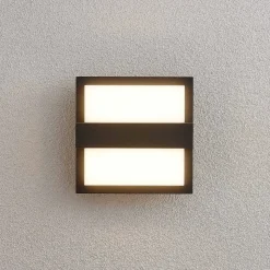 Lucande udendørs LED-væglampe Gylfi, 20 cm, antracit, aluminium