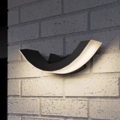 Lucande udendørs LED-væglampe Half, 30 cm, antracit, IP54