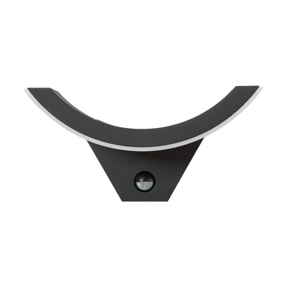 Lucande udendørs LED-væglampe Halv, sensor, antracit, IP54