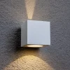Lucande udendørs LED-væglampe Jarno, hvid, metal, 9 cm