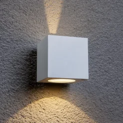 Lucande udendørs LED-væglampe Jarno, hvid, metal, 9 cm