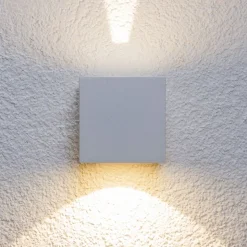 Lucande udendørs LED-væglampe Jarno, hvid, metal, 9 cm