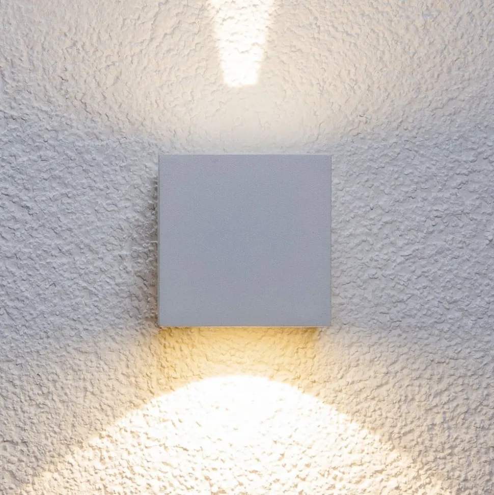 Lucande udendørs LED-væglampe Jarno, hvid, metal, 9 cm