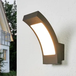 Lucande udendørs LED-væglampe Juvia, 19 cm, antracit, IP54