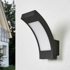 Lucande udendørs LED-væglampe Juvia, 19 cm, antracit, IP54