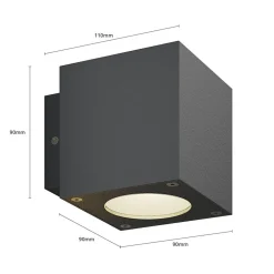 Lucande udendørs LED-væglampe Jarno, antracit, metal, 9 cm
