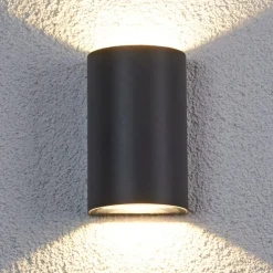 Lucande udendørs LED-væglampe Jale, 16 cm, antracit, aluminium