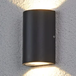 Lucande udendørs LED-væglampe Jale, 16 cm, antracit, aluminium