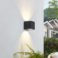 Lucande udendørs LED-væglampe Merjem, 12 cm, op/ned, IP54