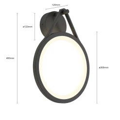 Lucande udendørs LED-væglampe Mirco, 30 cm, sort, IP65