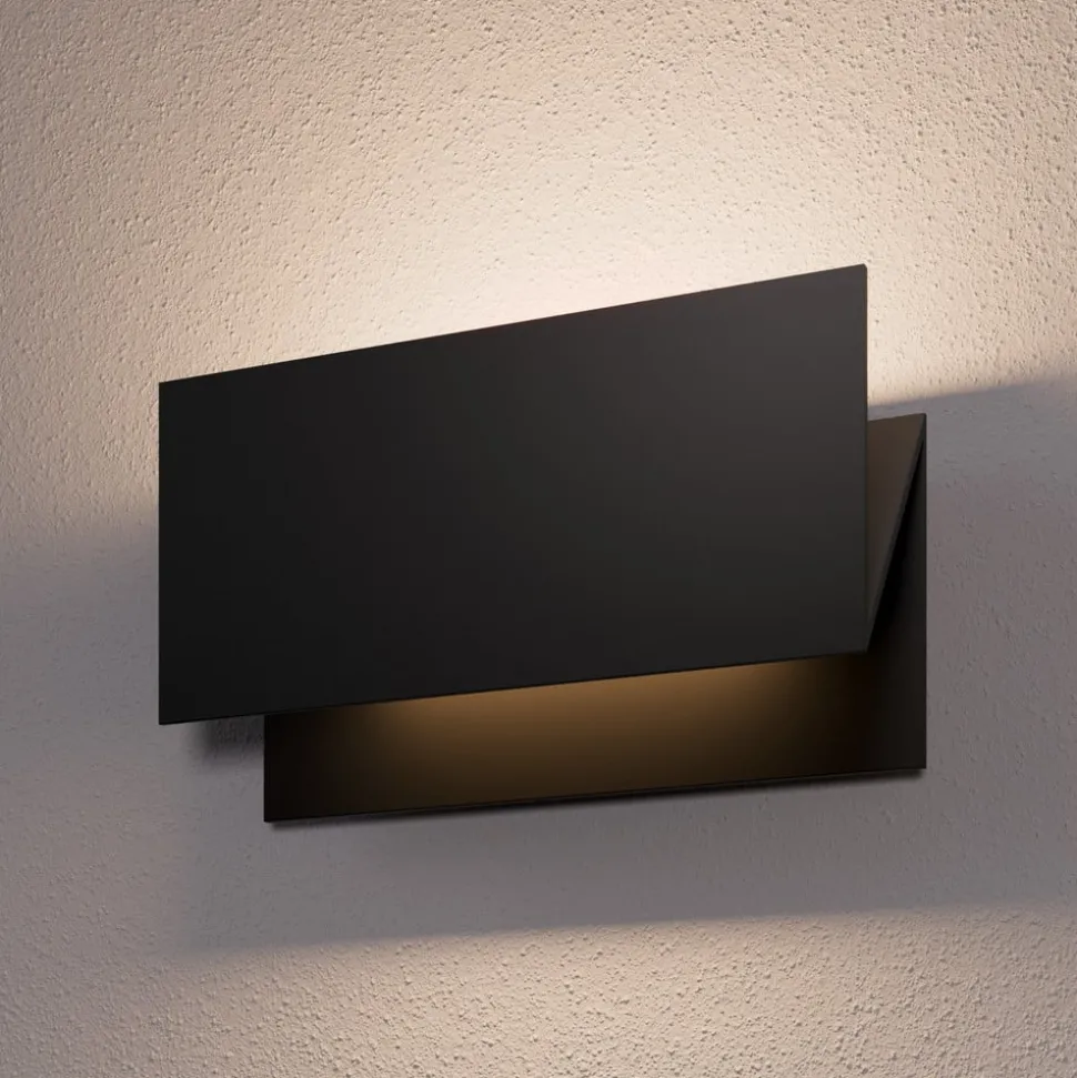 Lucande udendørs LED-væglampe Meja, sort, metal, IP54