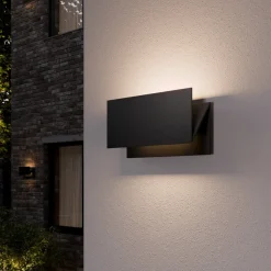 Lucande udendørs LED-væglampe Meja, sort, metal, IP54
