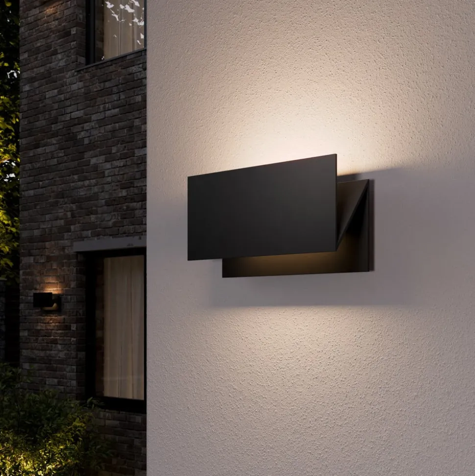 Lucande udendørs LED-væglampe Meja, sort, metal, IP54