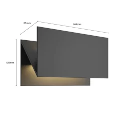 Lucande udendørs LED-væglampe Meja, sort, metal, IP54