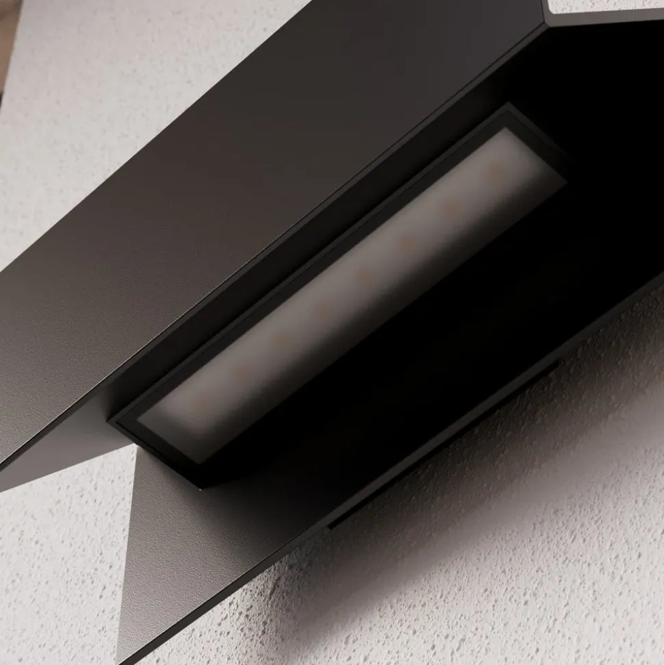 Lucande udendørs LED-væglampe Meja, sort, metal, IP54