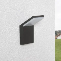 Lucande udendørs LED-væglampe Nevio, 17 cm, antracit, aluminium