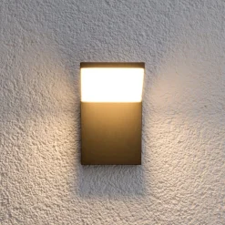 Lucande udendørs LED-væglampe Nevio, 17 cm, antracit, aluminium