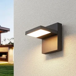 Lucande udendørs LED-væglampe Silvan, antracit, IP65, 14 cm