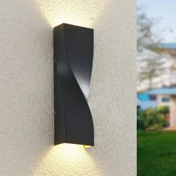 Lucande udendørs LED-væglampe Tibelya, antracit, op/ned, IP65