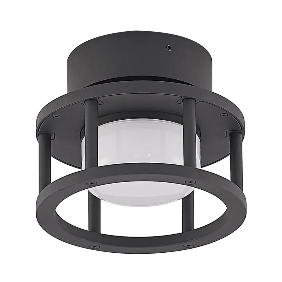Lucande udendørs loftlampe Berenike, Ø 17 cm, grå, GX53