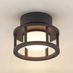 Lucande udendørs loftlampe Berenike, Ø 17 cm, grå, GX53