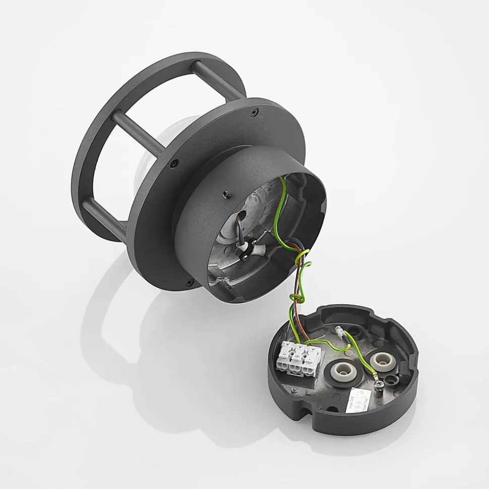 Lucande udendørs loftlampe Berenike, Ø 17 cm, grå, GX53