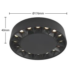 Lucande udendørs loftlampe Kelissa, rund, sort