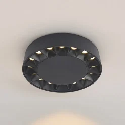 Lucande udendørs loftlampe Kelissa, rund, sort