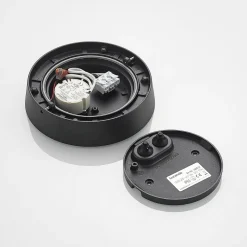 Lucande udendørs loftlampe Kelissa, rund, sort