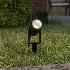 Lucande udendørs spotlampe Galina, jordspyd, stik, grå, 11 cm