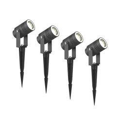 Lucande udendørs spotlampe Galina, sæt med 4, jordspyd, stik