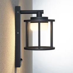 Lucande udendørs væglampe Berenike, sensor, antracit, metal