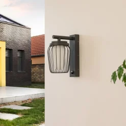 Lucande udendørs væglampe Chandan, 30 cm, antracit, sensor
